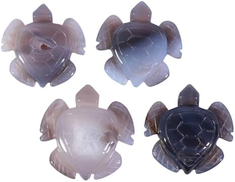 Nupuyai Natural Crystal Agate Druzy Geode Stone Sea Turtle Statue, Hand Carved Stone Animal Figurine Specimen Collectible Ornament for Home Office Decoartion Indoor Outdoor Garden
