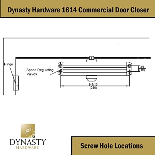 Dynasty Hardware Door Closer, Grade 1 Heavy Duty Commercial Hydraulic Closer, Self-Closing, Adjustable Spring Size 1-4, ADA Compliant, Surface Mount, Sprayed Aluminum, Series 1614