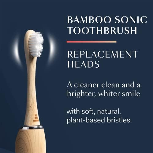 Better & Better Bamboo Sonic Toothbrush Replacement Heads, Fits Brush Only, Plant-Based Bristles, No Microplastics, Biodegradable, Soft, Gentle & Whitening, 2-Pack