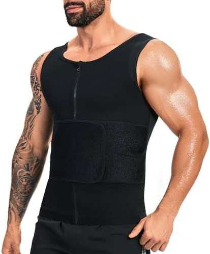 Sauna Vest for Men Waist Trainer Sauna Shirt for Men Zipper Sweat Belt Tank Top for Belly Fat