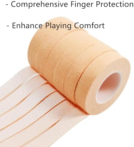 Guitar Tape for Fingers, Nail Picks Finger Protector 400cm Complexion Soft Finger Adhesive Tape Roll Replacement for Chinese Guzheng Finger Picks, Pack of 4