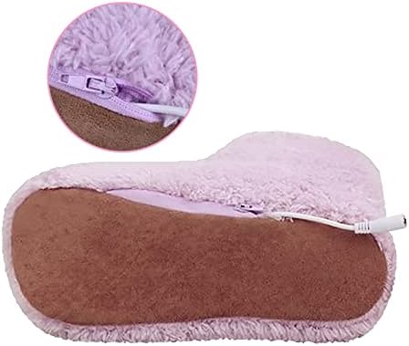 Electric Heated Foot Warmer Winter Rechargeable USB Electric Heating Shoes Plush Soft Foot Heating Pad Washable Snow Boots Slipper Insole Heater Sleep Relieve Discomfort Keep Warm for Adult Gift