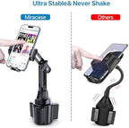 Miracase 2025 Upgraded Universal Cup Phone Holder for Car, [Rotatable & Adjustable] Long Neck Car Cup Holder Phone Mount Compatible with iPhone, Samsung, Google & More Smartphones