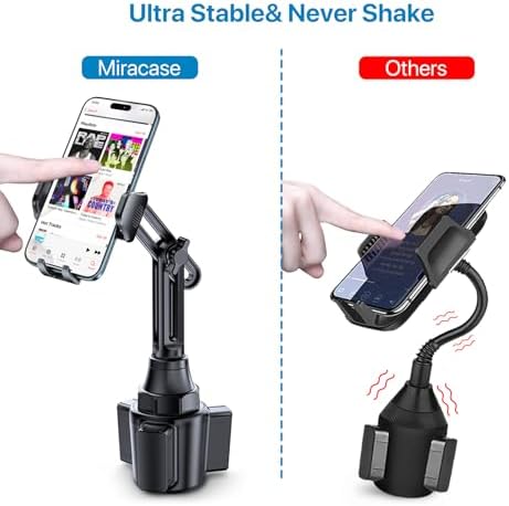 Miracase 2025 Upgraded Universal Cup Phone Holder for Car, [Rotatable & Adjustable] Long Neck Car Cup Holder Phone Mount Compatible with iPhone, Samsung, Google & More Smartphones