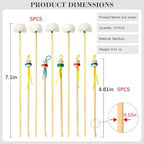 10 Pcs Bamboo Ear Cleaner Set - 5 Cute Doll Spoons & 5 Goose Feather Picks, Gentle Ear Wax Remover Tools for Adults/Kids, Chinese Style Home/Travel Kit