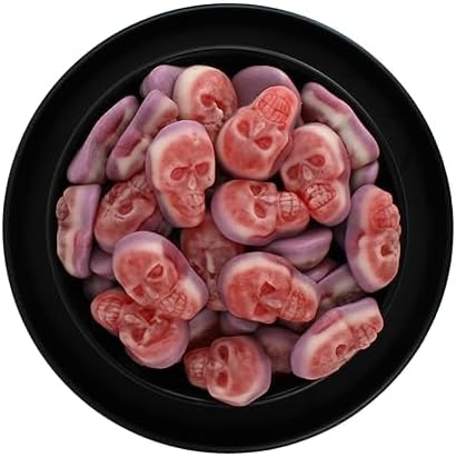 Halloween Gummy Candy Skulls - Edible Fruity Gummy Shaped Sugar Skulls Skeletons, Spooky Halloween Gummies Bulk, by Queen City Candy Cave (1 Pound)
