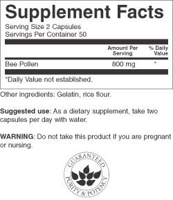 Swanson Bee Pollen 400 Milligrams 100 Capsules