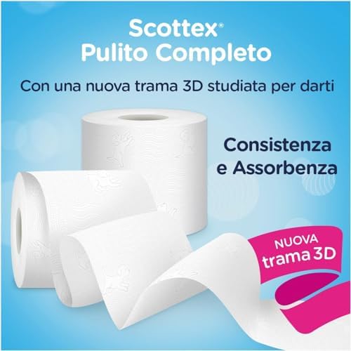 Scottex Clean Complete Space Saving Toilet Paper (Pack of 64)