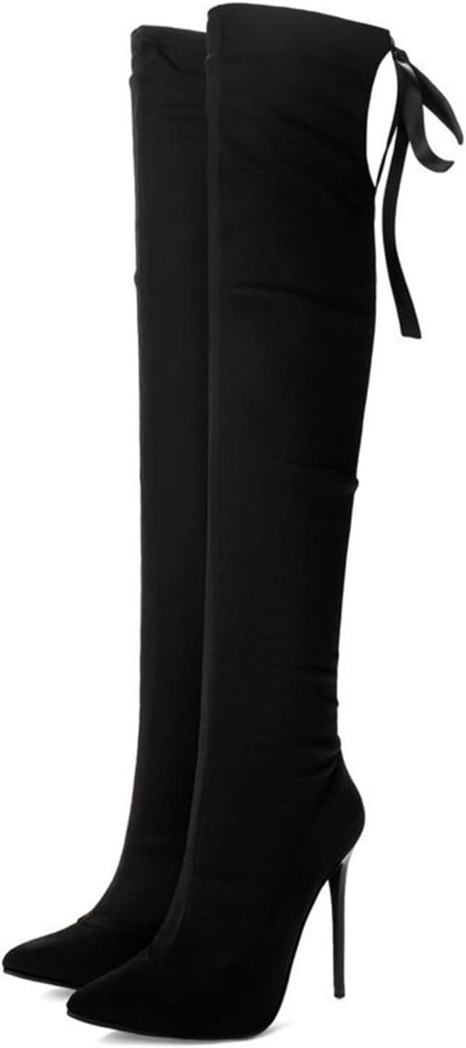 Women's Over The Knee Stretch High Boots Pointed Toe Sexy Stiletto High Heel Lace Up Fall Boots for Cosplay Dance Party