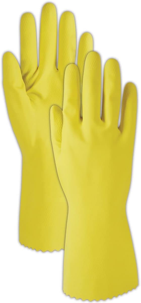 MAGID ComfortFlex 15 Mil Flock-Lined Latex Cleaning Gloves, 12 Pairs, 626