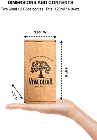 Viva Oliva Two 60ml (2oz) Variety Gift Set - Basil Infused Olive Oil and Black Mission Fig Dark Balsamic Vinegar - Premium Quality - 100% Natural