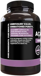 PURE ORIGINAL INGREDIENTS Acai Berry (365 Capsules) No Magnesium Or Rice Fillers, Always Pure, Lab Verified