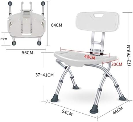 Folding Bath Bench Adjustable Height, Lightweight Compact and Small Shower Chair Seat Stable Bathroom Stool with Backrest Non-Slip, Bathtub Stool for Seniors, White