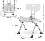 Folding Bath Bench Adjustable Height, Lightweight Compact and Small Shower Chair Seat Stable Bathroom Stool with Backrest Non-Slip, Bathtub Stool for Seniors, White