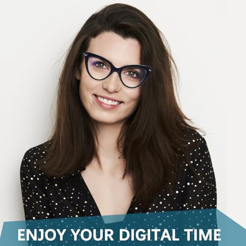 6 Pack Fashion Cat Eye Reading Glasses for Women Blue Light Blocking Oversized Spring Hinges Computer Readers