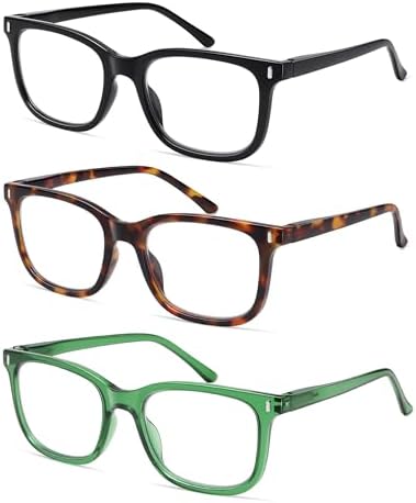 AMOMOMA Trendy Oversized Blue Light Stylish Readers for Women,Retro Square Cute Sturdy Computer Womens Reading Glasses AM6216