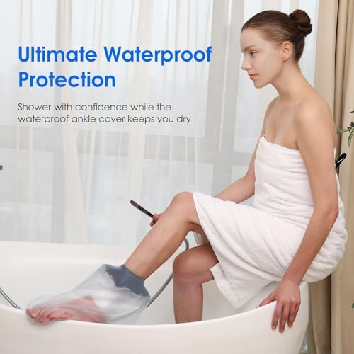 COMFYTHERA Waterproof Cast Cover for Shower Ankle Wound Protector Bath Adult Watertight Cast Bag Showering for Surgery Foot, Ankle, Burns Reusable (A - 1 Foot)