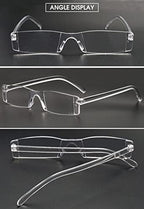 VEVESMUNDO Reading Glasses Men Women Modern Slim Transparent Rimless Eyeglasses