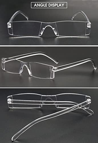 VEVESMUNDO Reading Glasses Men Women Modern Slim Transparent Rimless Eyeglasses