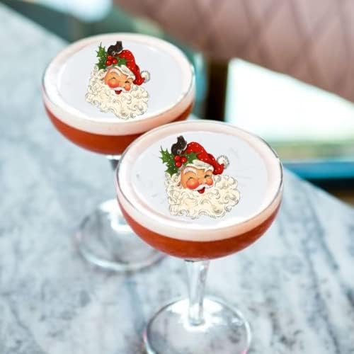 Edible Christmas Vintage Santa Party Favors - Twelve 2" Cocktail Toppers, Drink Floats for Holiday Celebrations