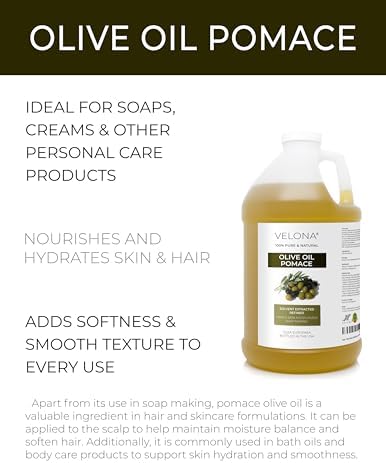 velona Olive Pomace Oil 1 Gallon / 128 Fl Oz | 100% Pure and Natural Carrier Oil | Refined | Skin, Hair, Body & Face Moisturizing | Use Today - Enjoy Results.