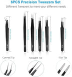 YHYZ 6pcs Precision Tweezers Set, Premium Anti-Static Stainless Steel ESD Tweezers Set Kit for Electronics, Sodlering，Jewelry, Craft, Laboratory Work, DIY