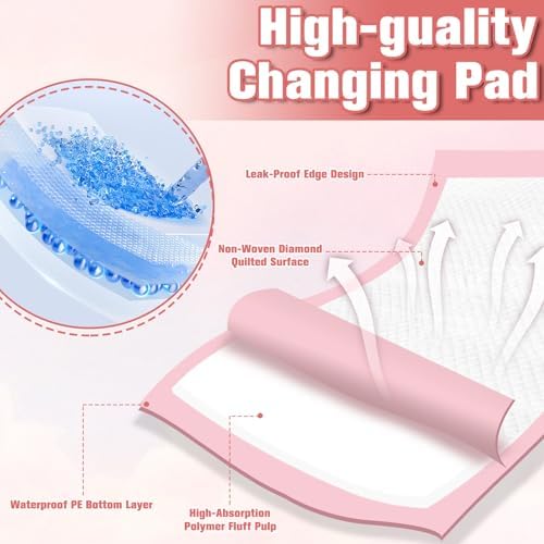100 Pack Disposable Changing Pads for Baby,13x17In Baby Disposable Underpads,Waterproof Diaper Changing Pad,Ultra Absorbent,Breathable Leakproof Underpads Bed Table Protector Mat