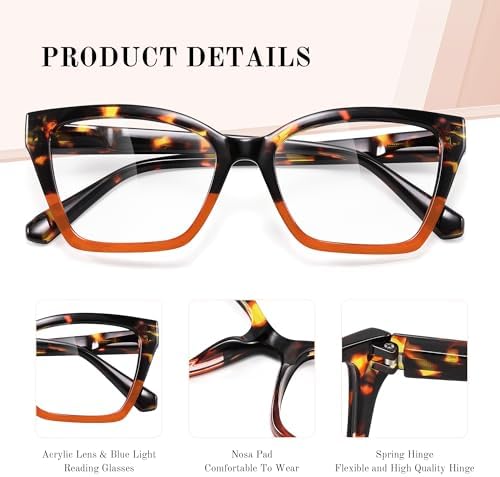 3Pack Reading Glasses for Women-Blue Light Blocking Readers Fashion Cat Eye Eyeglasses Spring Hinge