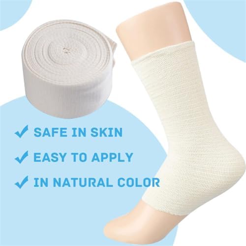Elasticated Tubular Bandage 2.5’’ x 5.46yd Cotton Stockinette Tubing Stretch Compression Support Bandages for Large Arm Knees Legs