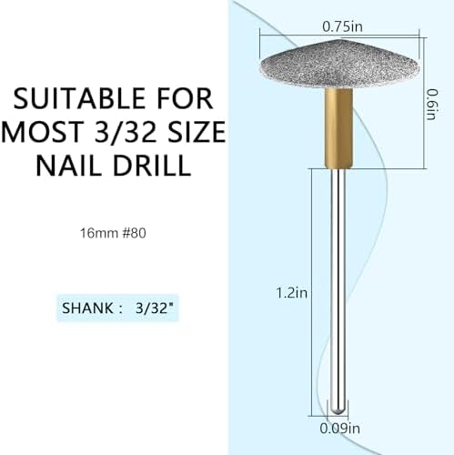 Pedicure Drill Bit, Diamond Carbide Foot Nail Drill Bit,Stainless Steel Professional Pedicure Foot Calluses Sanding Polishing Bits for Cracked Skin Callus Removal for Home Salon & DIY(Medium)