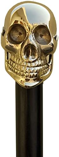 Vintage Brass Skull Walking Cane for Men and Women Black Wooden Walking Stick Antique Victorian Style Fancy Cane
