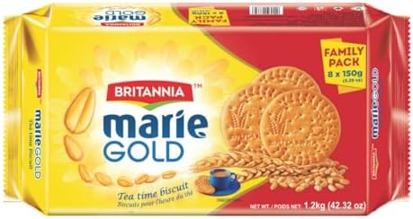 Britannia Marie Gold Biscuits Light & Crispy Tea-Time Snack Classic Grocery Biscuits 42.32oz (1.2kg) Pack of 1