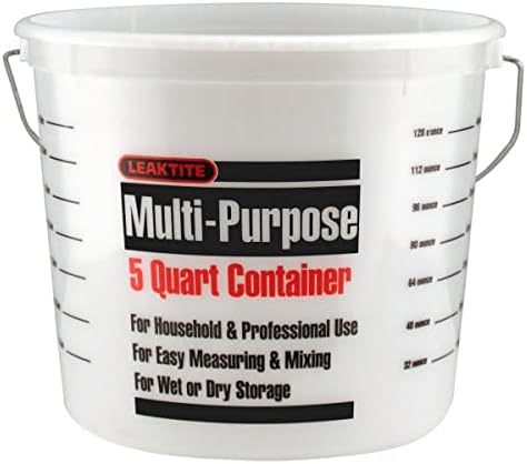 Leaktite 35054 L50CLR 5 Qt Clear Measure Plastic Pail w/Metal Ring