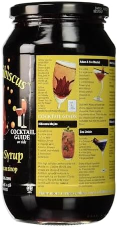 Wild Hibiscus Flowers in Syrup | 50 Edible Flowers Per Jar | Perfect as a Champagne Garnish | 100% Natural, Kosher, Pareve | Use Syrup and Flowers for Desserts and Cocktails, 2.5 lbs