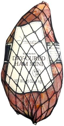 Serrano Ham Cured Boneless with Ham Stand & Knife - Spanish Jamon Serrano Jamonprive - Approx. 2.2 lb or 1 Kg - GMO Free and Gluten Free