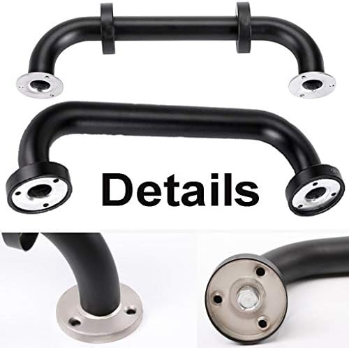 Black Shower Grab Bar 16 Inch - 1.25" Diameter, iMomwee 2 Pack Stainless Steel Bathroom Grab Bar Handle, Bathroom Shower Balance Bar,Safety Hand Rail Support,Handicap Elderly Senior Assist Bath Handle
