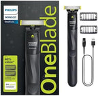 Philips OneBlade Trimmer & Shaver, Trim & Shave Any Length with Extra Skin Protection, Dual-Sided Blade, Waterproof Body Electric Razor, USB Charging, 2 Stubble Combs Included