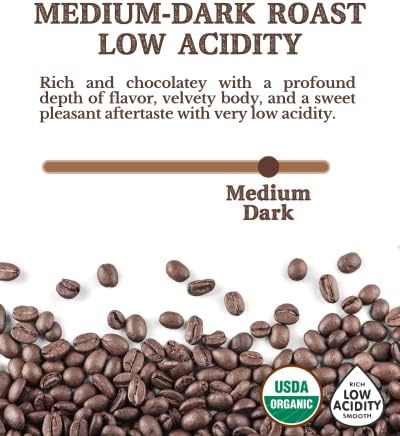2LB Subtle Earth Organic Coffee - Medium-Dark Roast - Whole Bean Coffee - 100% Arabica Beans - Low Acidity and Non-GMO - 2lb bag