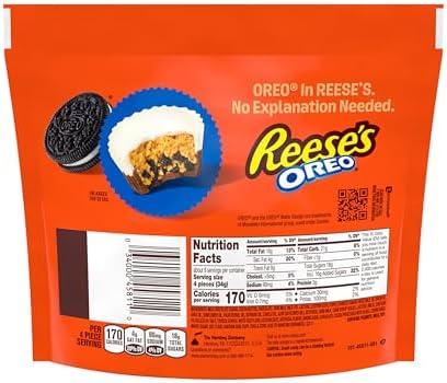 REESE'S OREO Miniatures Milk Chocolate and White Creme Peanut Butter Cups, Candy Share Pack, 9 oz
