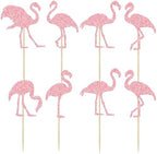 Ephlyn 24Pcs Flamingo Cupcake Toppers Tropical Flamingo Cake Topper Decorations for Summer Hawaii Theme Party Birthday Wedding Party Cake Decorative Supplies