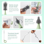 Electric Bottle Brush Cleaner Set, USB Rechargeable 360° Spin Baby Bottle Cleaner with 2 Brush Heads & Straw Brush, Waterproof, High/Low Speed, Portable Travel Cleaning Kit, Green