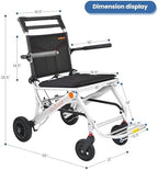 Portable Aluminum Transport Wheelchair with Handbrake, 11" Rear Wheels, Ultralight Folding Travel Wheelchair for Adults, Sliver (Seat Width:18")