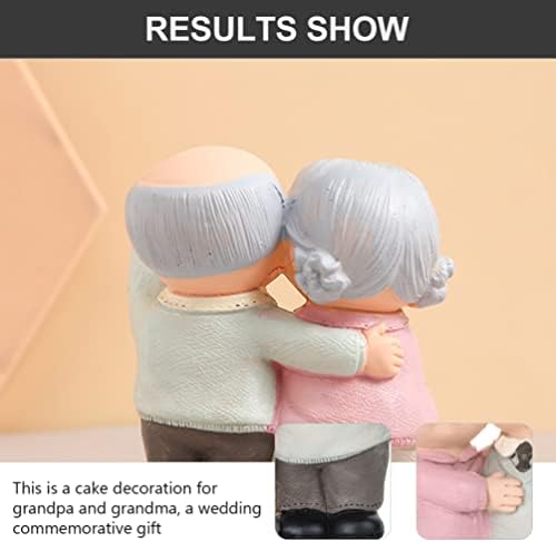 Loving Elderly Couple Figurines, Older Couple Figure Cake Figurines Grandparents Old Figures Cake Grandma Grandpa Desktop Ornament for Valentines Day Anniversary Party Decoration