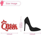MonMon & Craft 24 Pcs Queen Birthday Cupcake Toppers for Women Girl's 1st 3rd 30th 40th Birthday Party,Gender Reveal Princess Party Cupcake Decorations,Red & Black Glitter Mom Birthday Cupcake Toppers