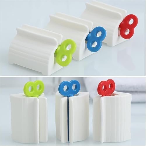 3pcs Rolling Tube Toothpaste Squeezer Reusable Rolling Holder Squeezer for Bathroom Home Saving Toothpaste Facial Cleanser Creams Toothpaste Seat Holder Stand for Bathroom Accessories-Green/Blue/Red