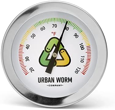 Urban Worm Soil Thermometer - 5-in Stainless Steel Stem - Perfect for Gardening & Worm Bin