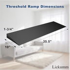 LIEKUMM 1-3/4" Rise Rubber Threshold Ramp for Doorways & Home Steps, 2500 lbs Heavy Duty Wheelchair Door Ramp, Non-Slip Indoor Outdoor Transition, 35.5" Wide, Cuttable