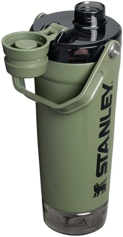 STANLEY Vitalize Shaker Bottle 20 oz | Leakproof Insulated Stainless Steel Shaker Cup | Base Storage and Twist On Fast Flow Lid | Protein Shakes and Pre Workout Powder | BPA-Free | Dried Pine
