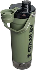 STANLEY Vitalize Shaker Bottle 20 oz | Leakproof Insulated Stainless Steel Shaker Cup | Base Storage and Twist On Fast Flow Lid | Protein Shakes and Pre Workout Powder | BPA-Free | Dried Pine