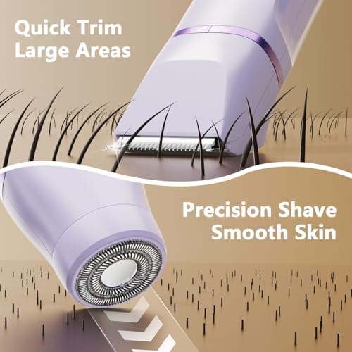 Hair Removal Epilators Bikini Trimmer for Women, Painless Waterproof Electric Foil Shaver Razor for Facial Leg Body Armpit, Ceramic Blade with USB Charging Dock, Travel Grooming Gift for Her, Purple